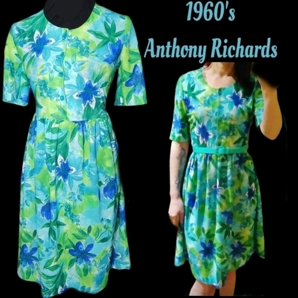 1960's lightweight Anthony Richards floral summer dress - Picture 1 of 9